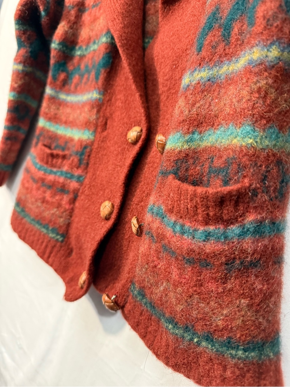 Rust Multi Wool Blend Button-Front Blazer Jacket - Picture 7 of 10